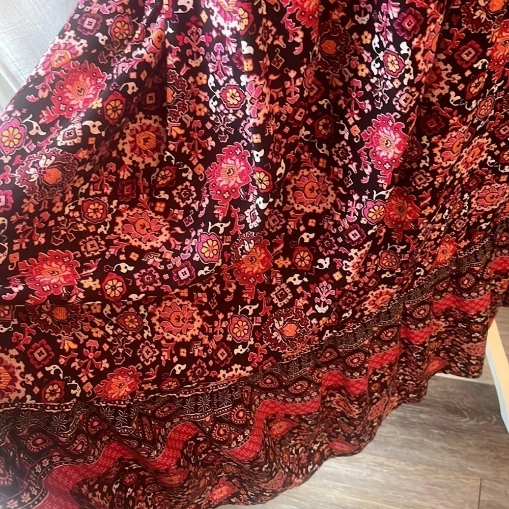 Lane Bryant Lace-Up Neck Boho Prairie Midi Dress plus size 14 floral pink NWT - Image 7