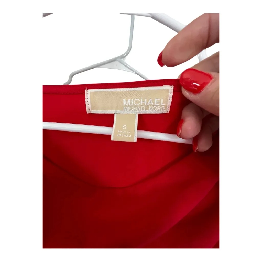Michael Kors MICHAEL  Red Draped Blouse - Image 5