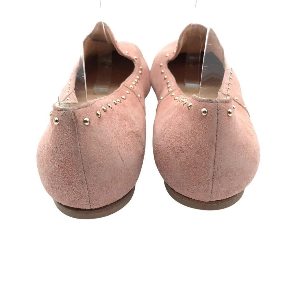 AGL Ballet Flats Loafers Suede Studded Slip On Blush Pink Almond Toe 39.5 US 9.5 - Image 6