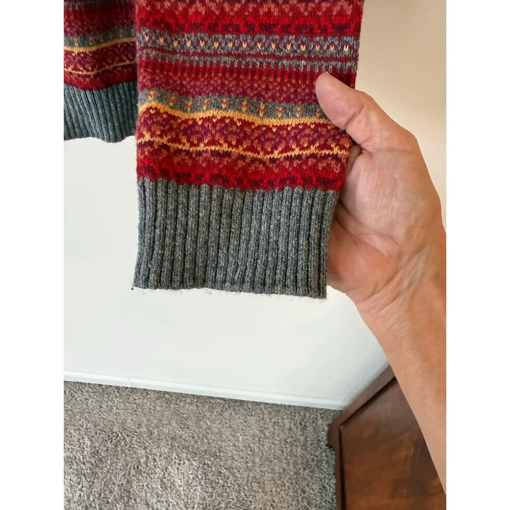 Appleseed's Long Sleeve Aztec Zip Up Cardigan Sweater Gray Red Women's Medium - Image 5