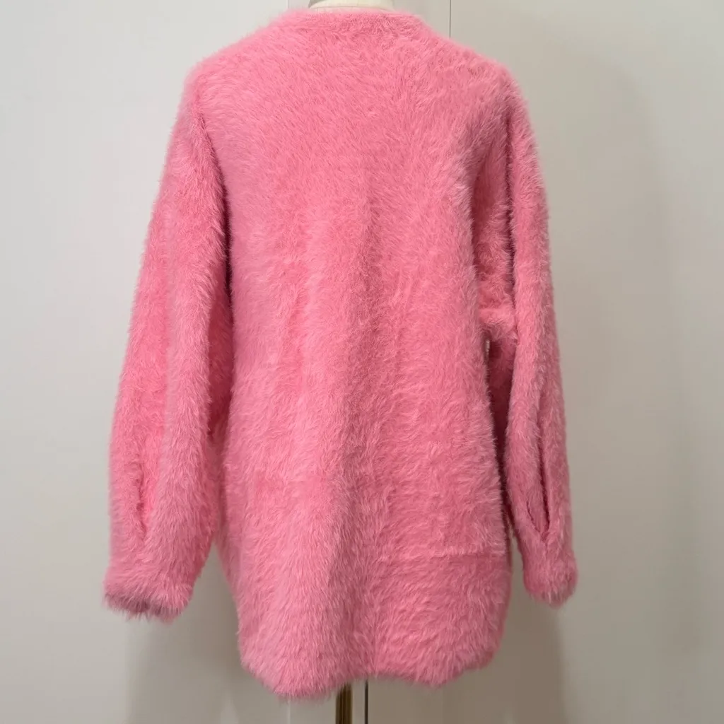 Vita Grace Allesandra Cardigan Sweater One Size Pink Fuzzy Coquette Dopamine Size M - Image 4