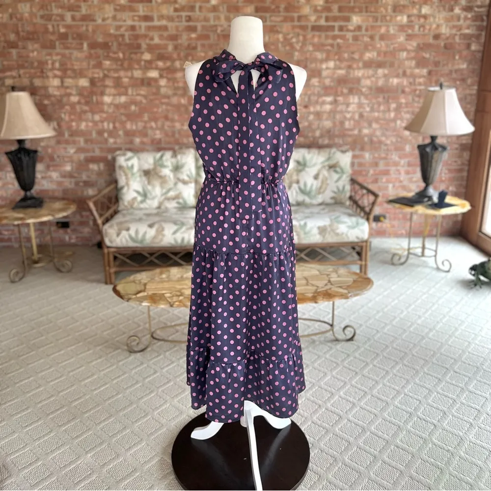 NWT Sam Edelman Dress Midi Halter Polka Dot High Neck 10 Periwinkle Blue Party - Image 8