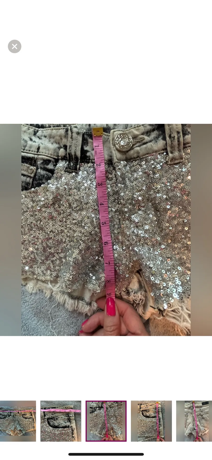Blingy Sequin Jean Shorts - Image 9