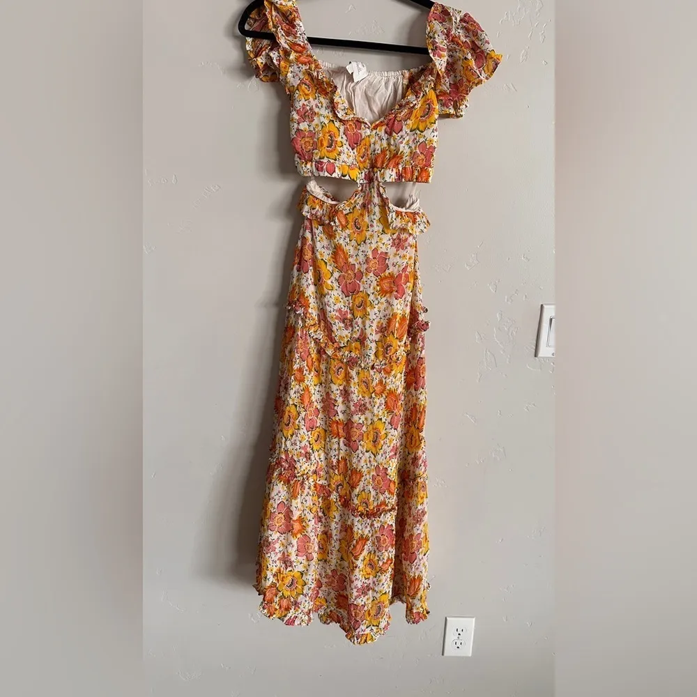 CLEOBELLA WOMEN'S FLORAL PRINT RUFFLE CLARA DRESS size XS - Image 4