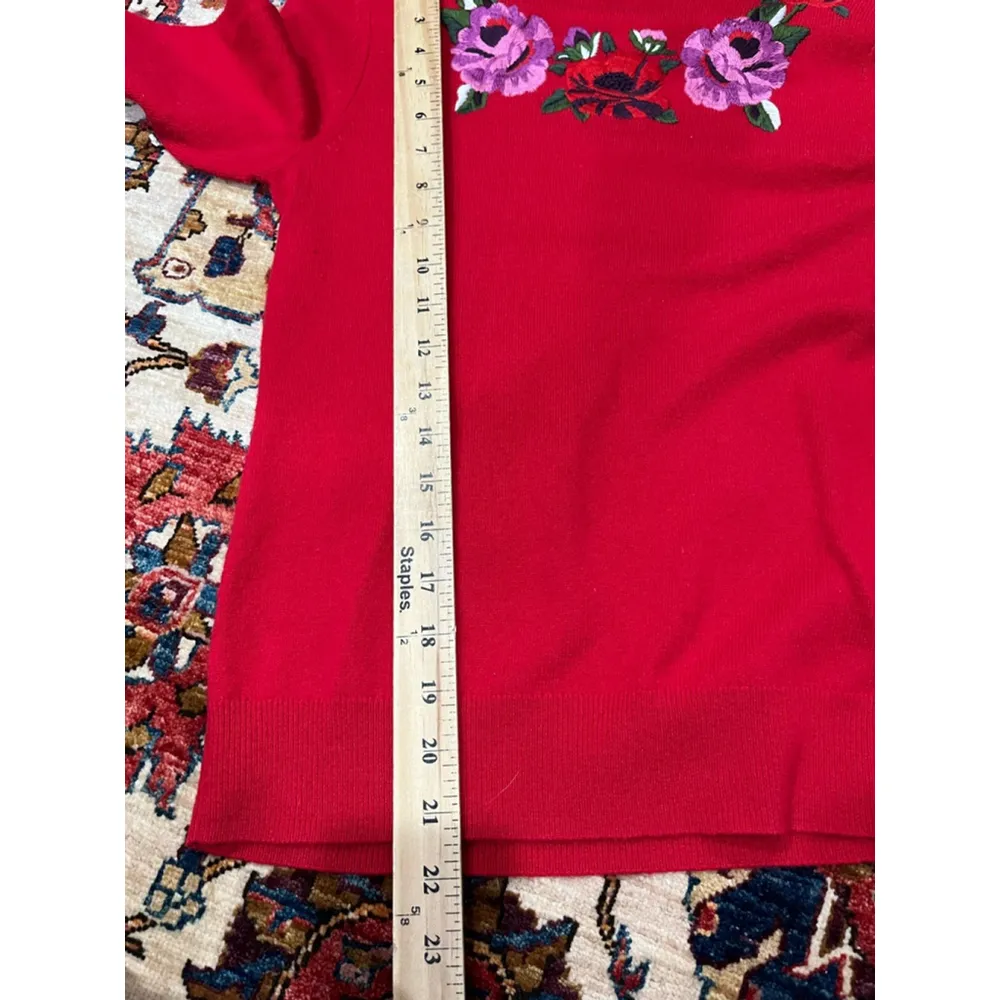 Kate Spade The Madison Ave Collection Cashmere Wool Embroidered Floral Sweater - Image 7