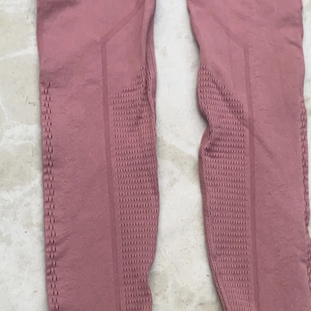 FABLETICS High Waisted SculptKnit Openwork 7/8 Leggings | Pink | Size- S… - Image 7