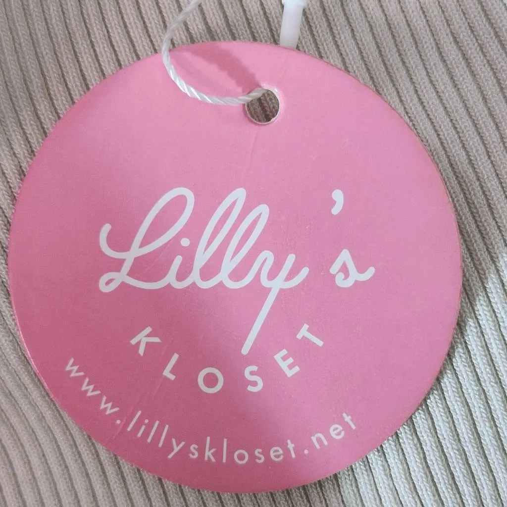 Lilly's Kloset Cream Ribbed Knit Bodycon Midi Dress NWT Size Medium - Image 8