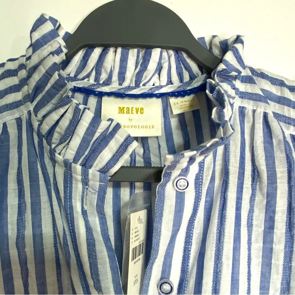 Anthro Maeve Sleeveless Long Striped Button Down Tunic XXS - Image 9