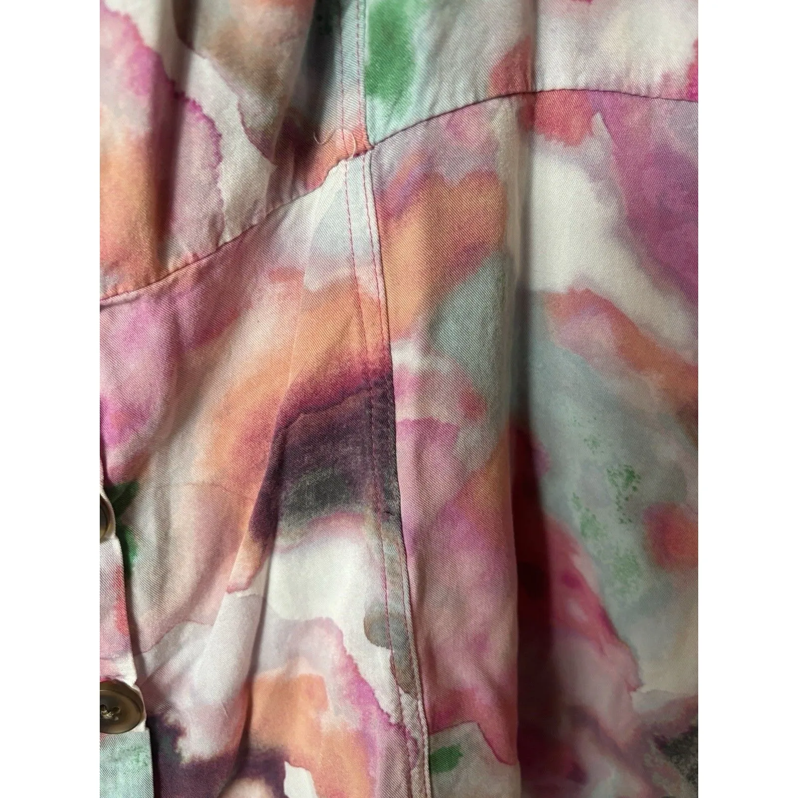 Torrid Plus Size 2 Watercolor Twill Fit & Flare Tank Top Sweetheart Neck Button - Image 8