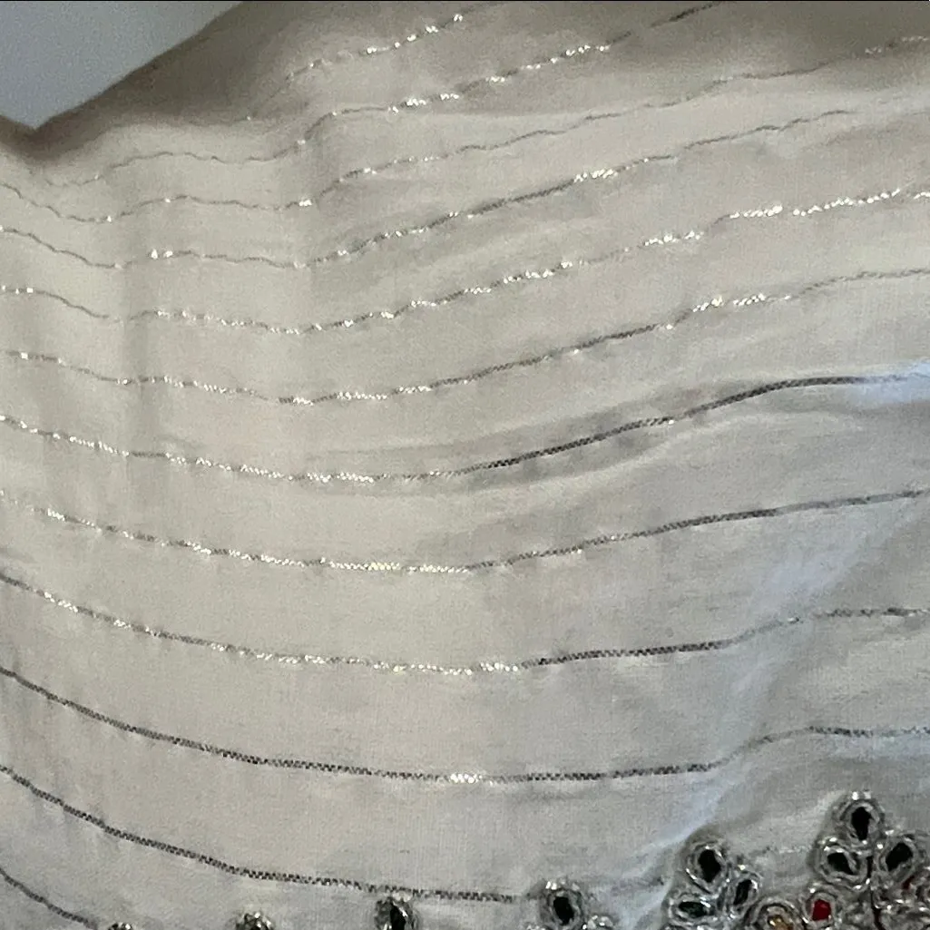 ShArifa Kurtis Mirror Work Mulmul Kurtis Indian Dress Women's Size XXL White - Image 7