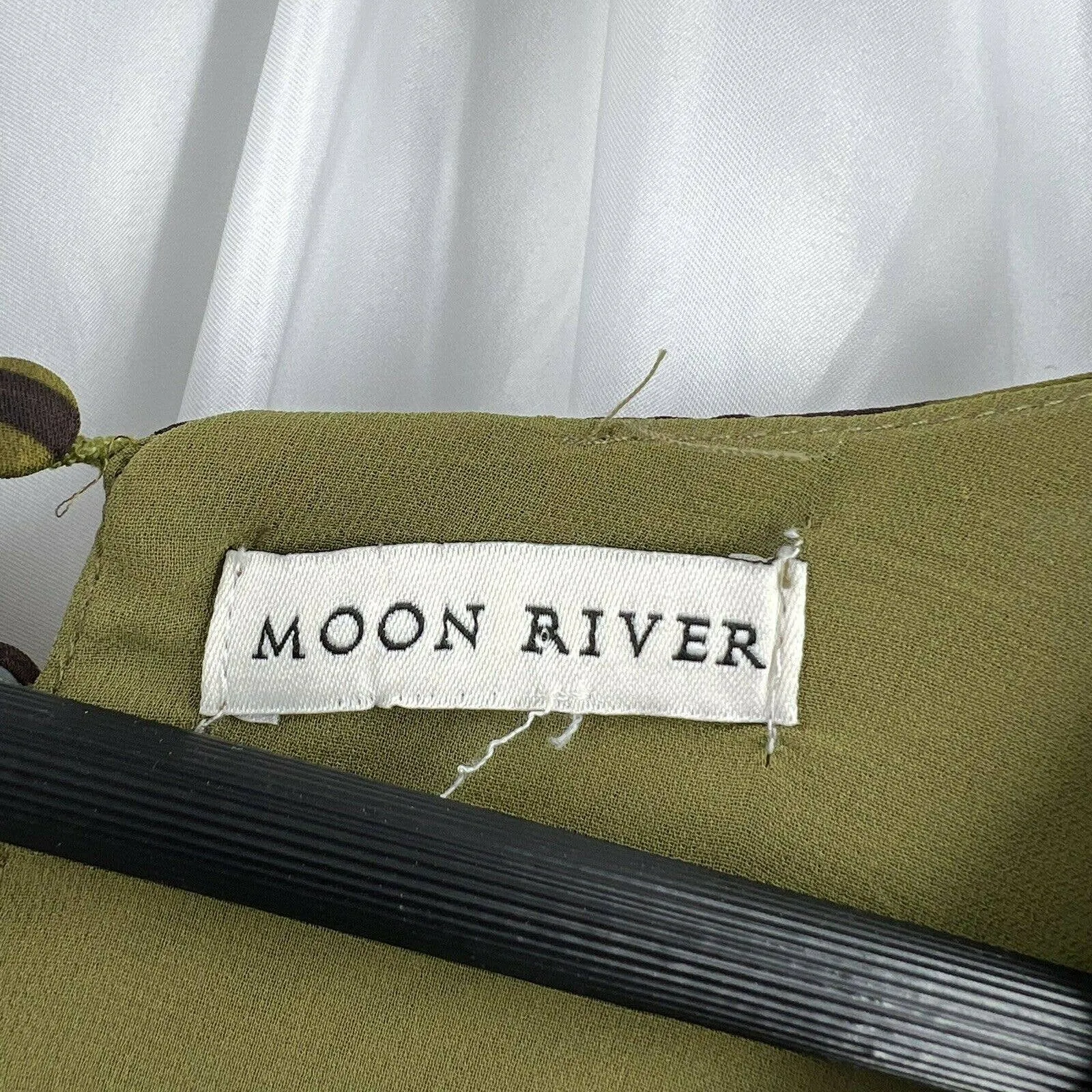 Moon River Anthropologie Tiger Animal Stripe Ruched‎ Green Midi Size M Estimated - Image 11