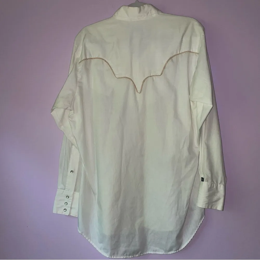 Rockmount Ranch Wear Size XL Western Button Up Top Pastel Floral Embroidered White - Image 7