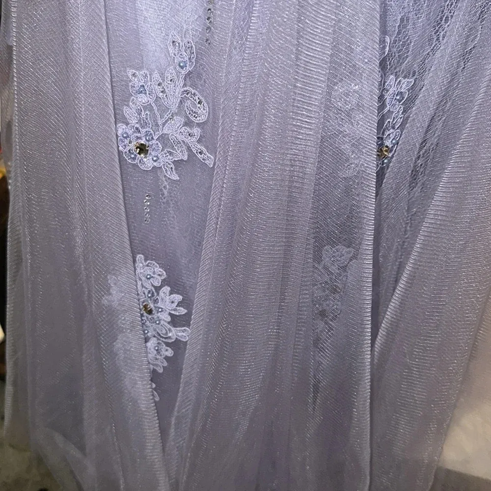Jovani Lavender women’s Formal Evening Gown Size 8 Beaded Lace Tulle Dress - Image 13