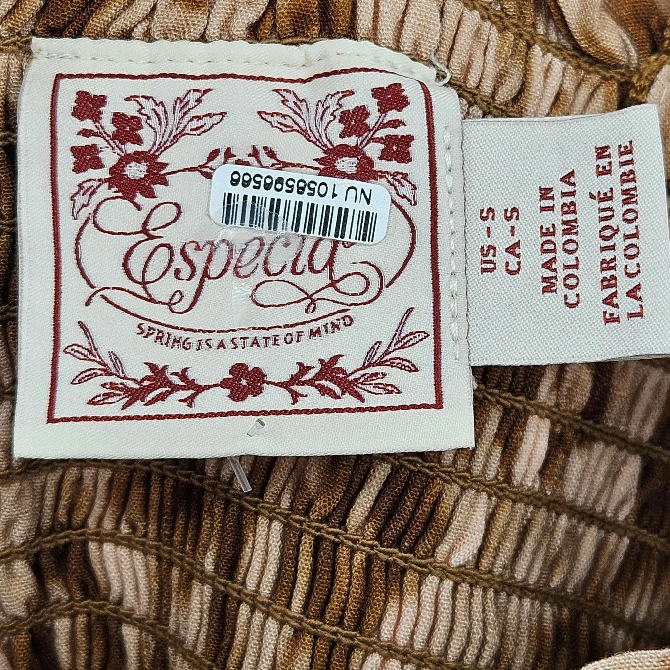 Especia Nairobi Animal Print Smocked‎ Maxi Dress Size Maternity S Tiered Brown - Image 5