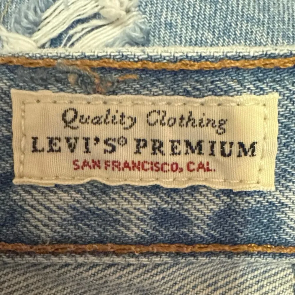 Levi's 501 Women's Blue High Rise Distressed Cut Off Denim Jeans Shorts Size S - Image 4