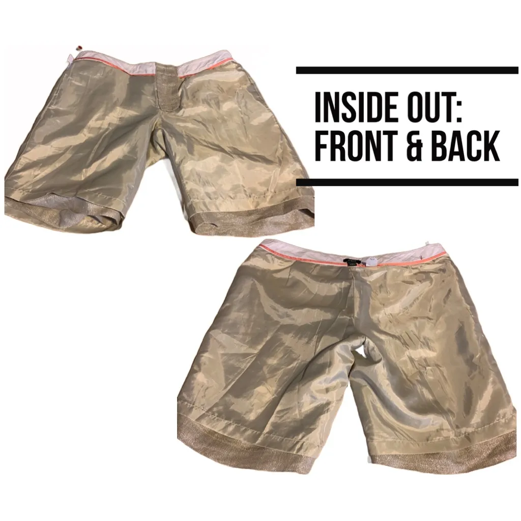 J. CREW BEIGE LINEN AND GOLD METALLIC ACCENTS "CITY FIT" WALKING SHORTS (6) - Image 12