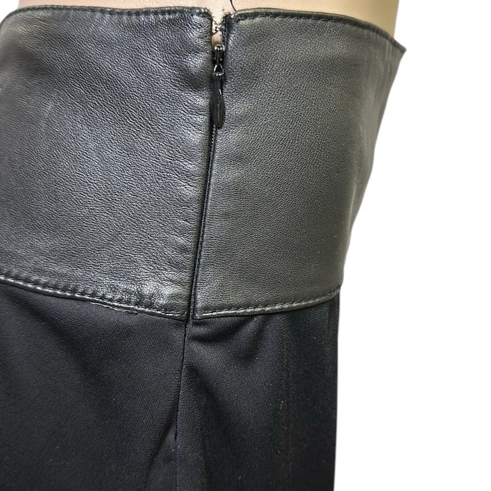 Michael Michael Kors Black Leather Laced and Zip Waist A Line Midi Skirt Size 12 - Image 6