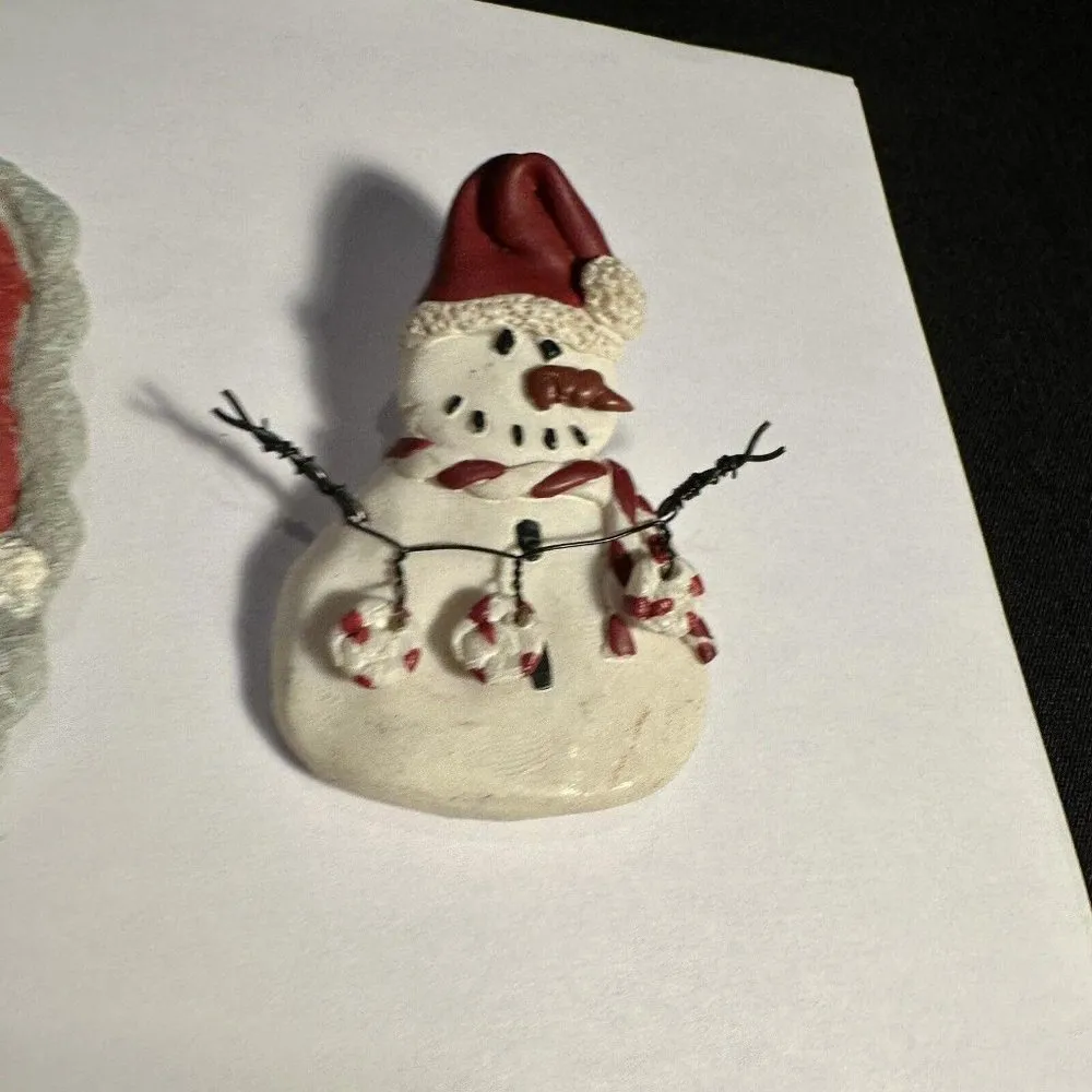 Christmas Holiday Brooch Pins Lot Of 2 Santa / Snowman - Image 4