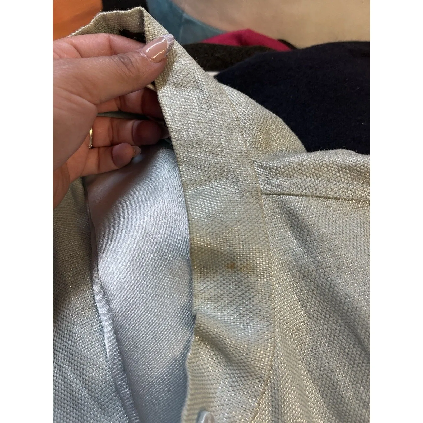 Sigrid Olsen Collection Light Mint Silver Linen Canvas Jacket Button Front size - Image 8