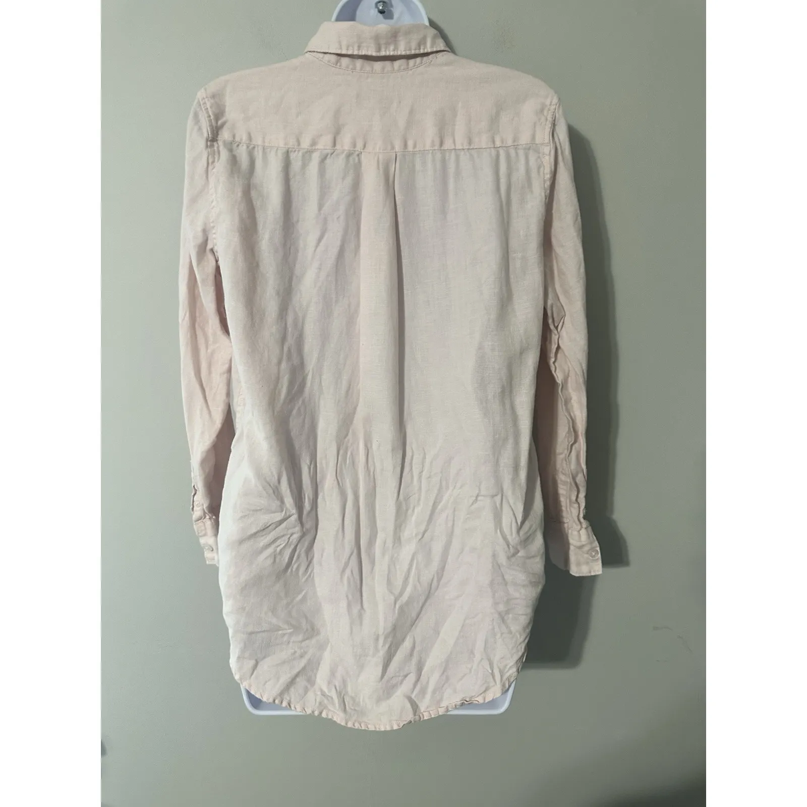 Quince 100% European Linen Long Sleeve Shirt Pale Pink EUC Size S - Image 4