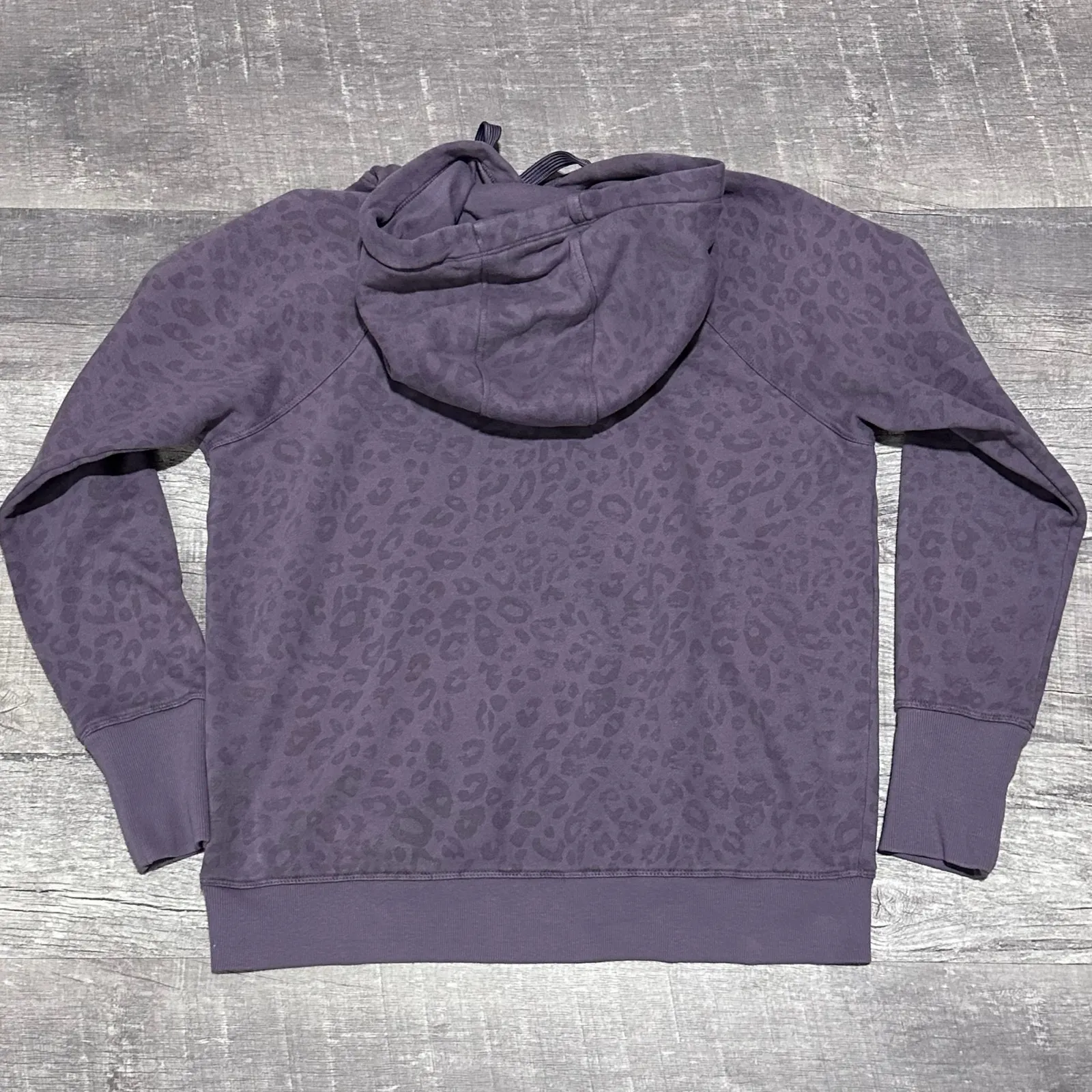 Calvin Klein Crossover Neck Hoodie Sweatshirt Womens S Purple Leopard Print - Image 4