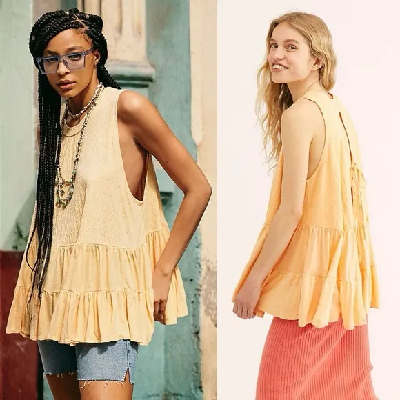 Free People Right On Time Tunic Orange size Small - Image 2