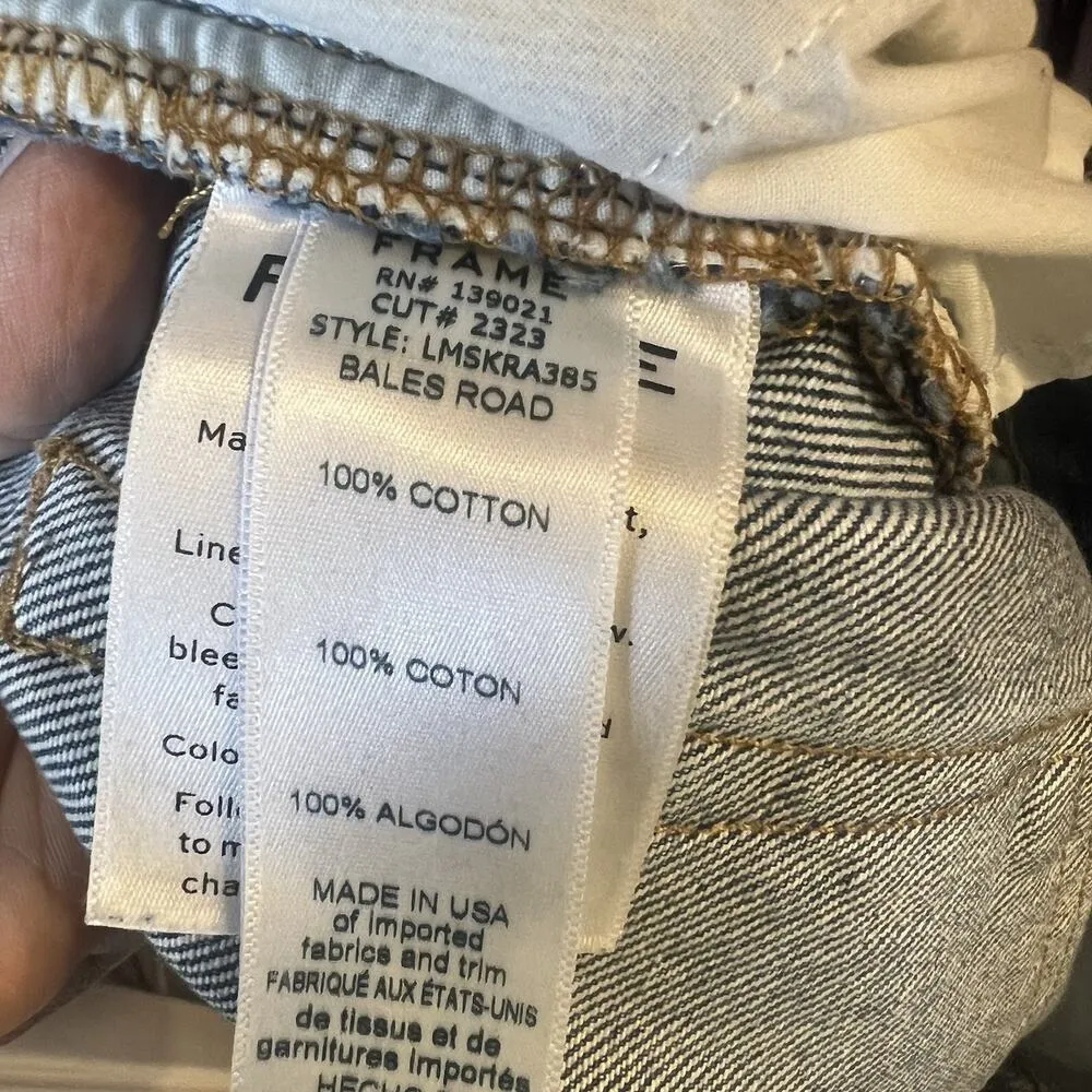 Frame Bales Road Denim Mini Skirt Y2K Distressed Hem Size 27 Grunge Bohemian - Image 6