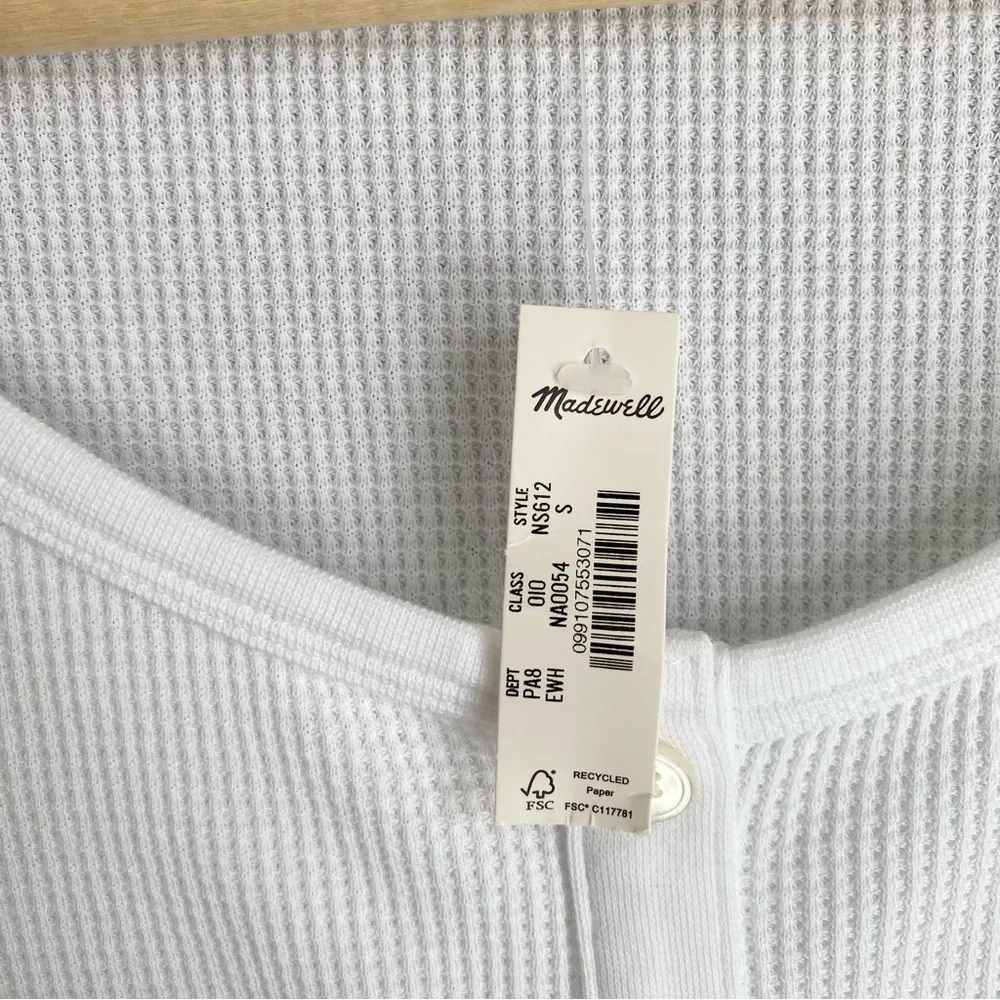 NWT Madewell Waffle Knit Henley Long Sleeve Top - Image 4