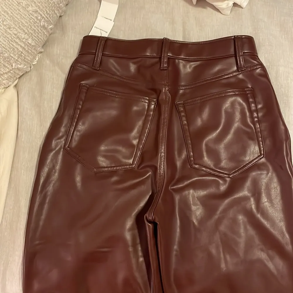 NWT // A&F Curve love leather 90’s straight leg pant - dark brown - Image 9