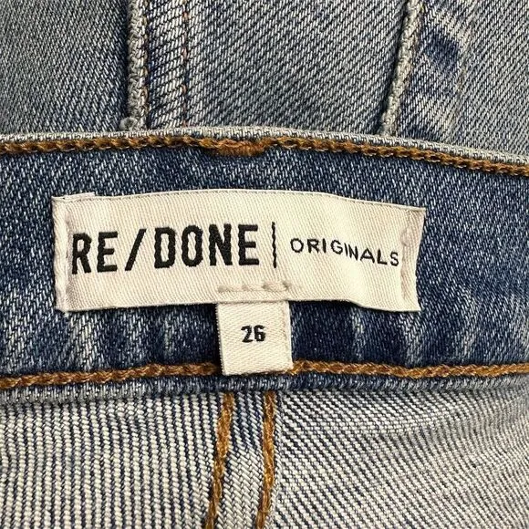 Re/Done Women's Ultra High Rise Crop‎ Jeans Size 26 Blue Denim - Image 4
