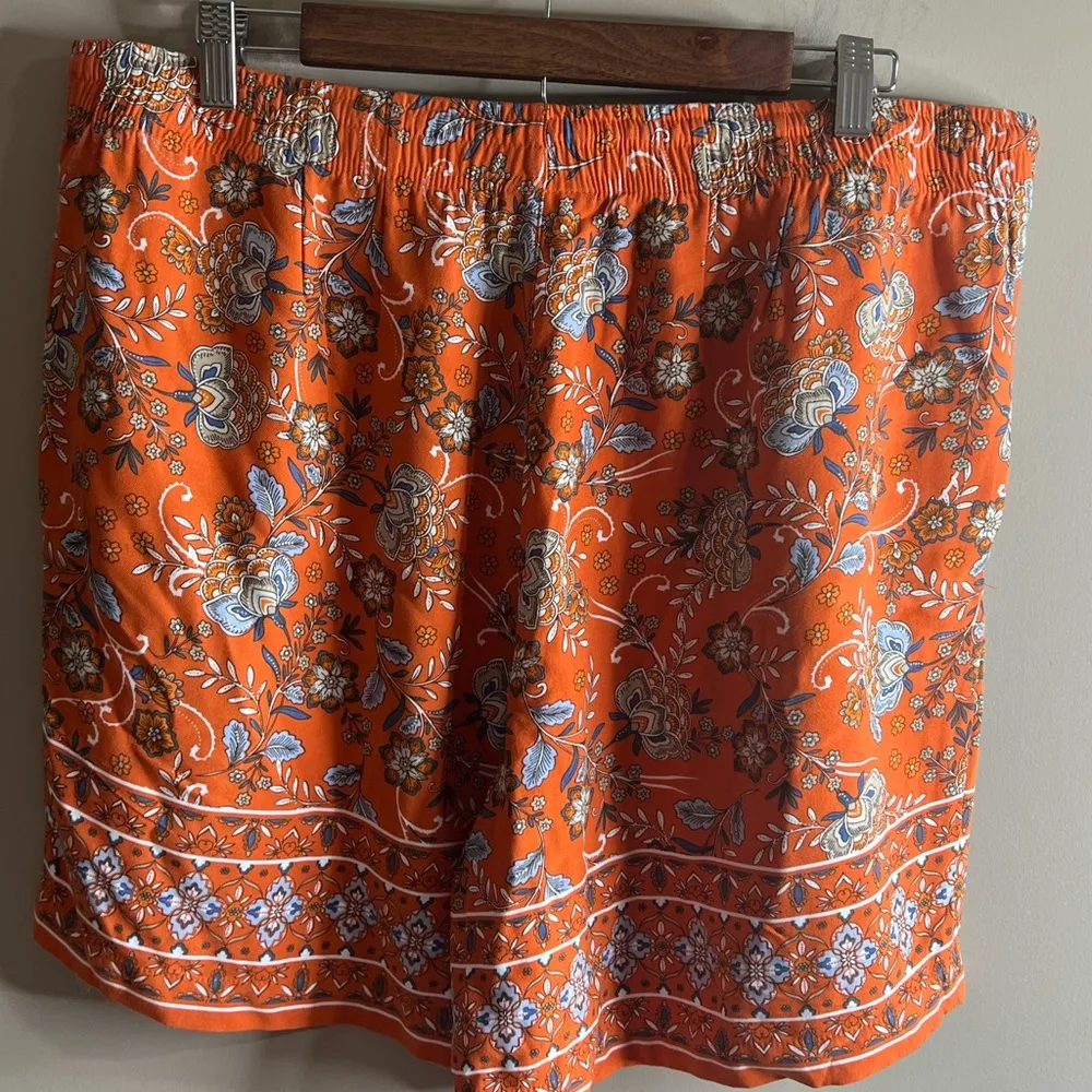 J Jill orange paisley print boho shorts size large - Image 8
