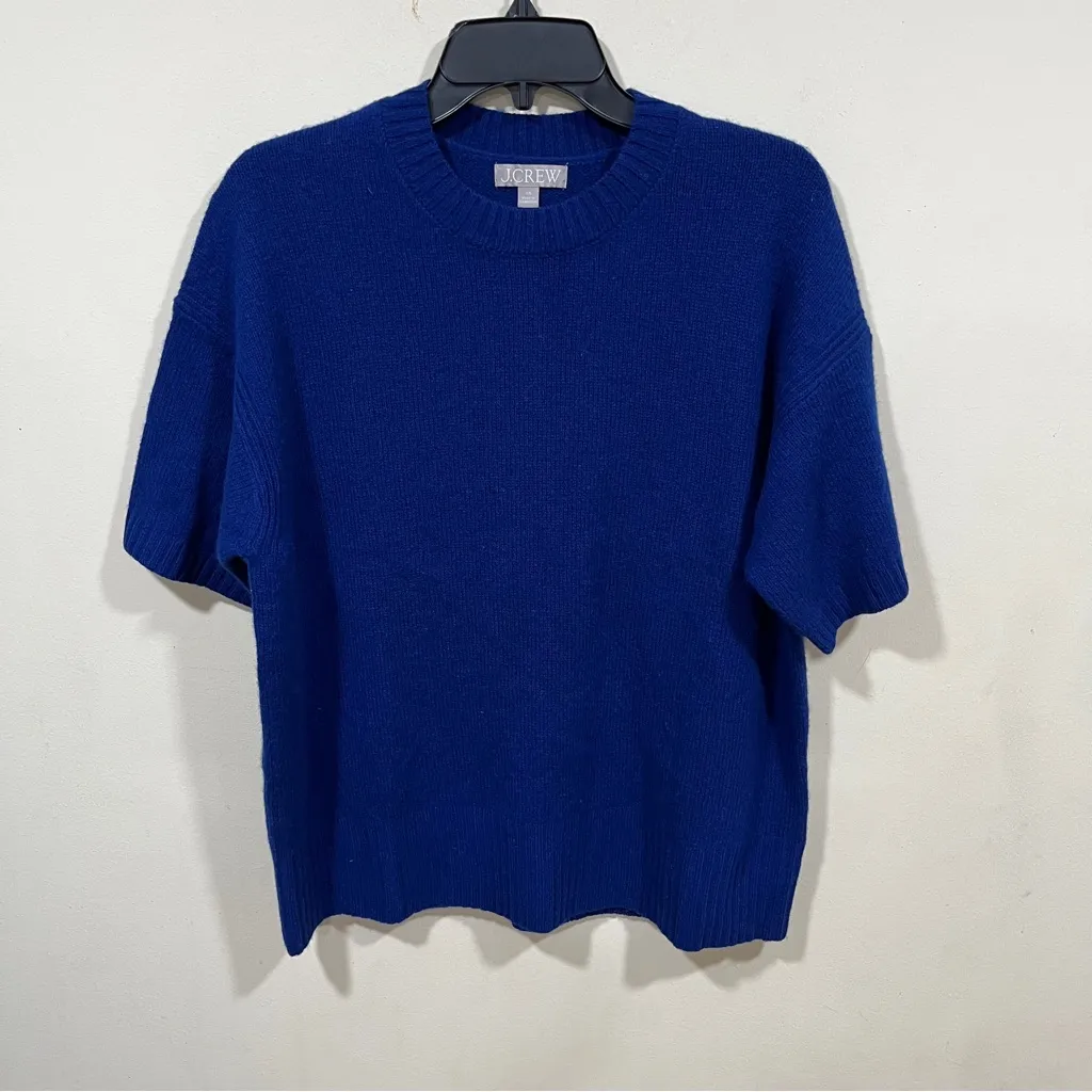 NWT J.Crew Oversized sweater-tee in vintage wool size XS Royal Blue women’s - Image 2