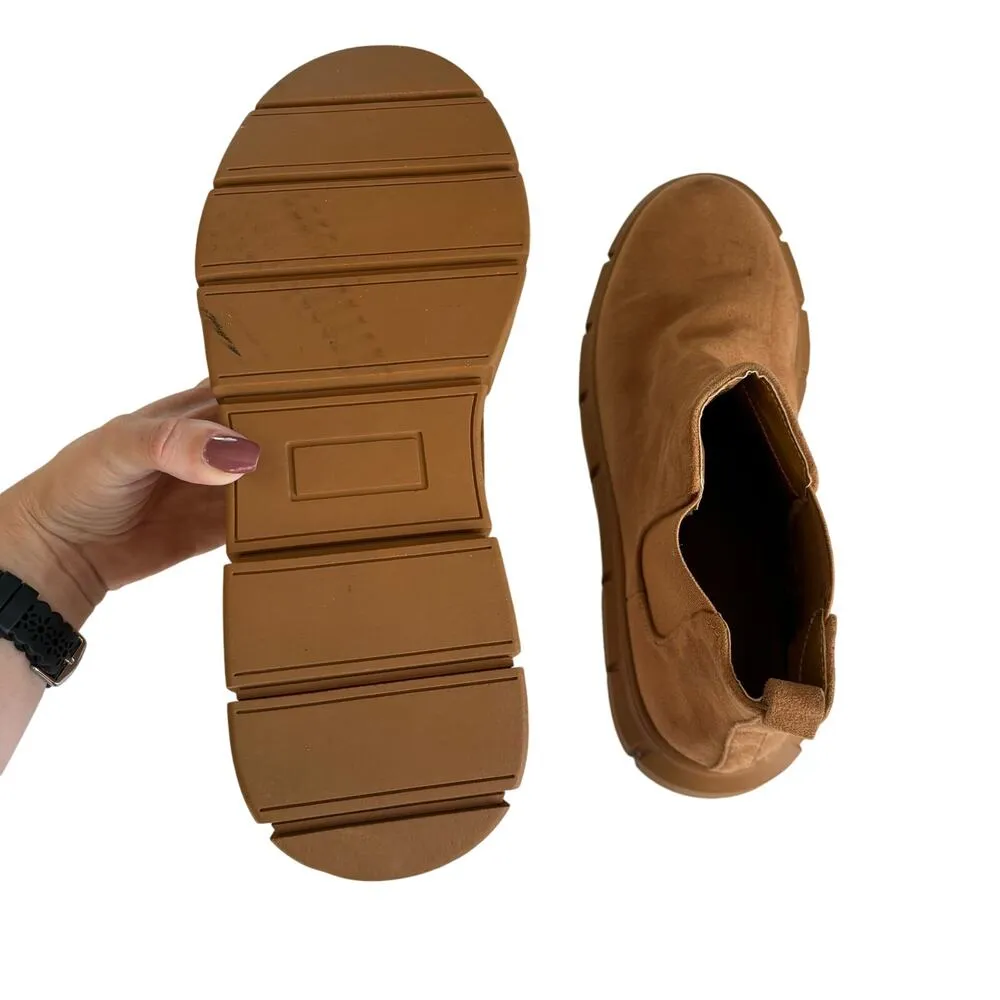 BP Women's Niya Chestnut Brown Faux Suede Lug
Sole Chelsea Boots Size 8 - Image 6