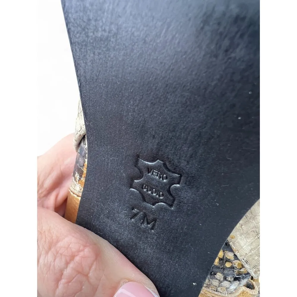 MK Michael Kors 7 Tall Heeled Ankle Boots Booties Snake Skin Gold Chain Metallic - Image 6