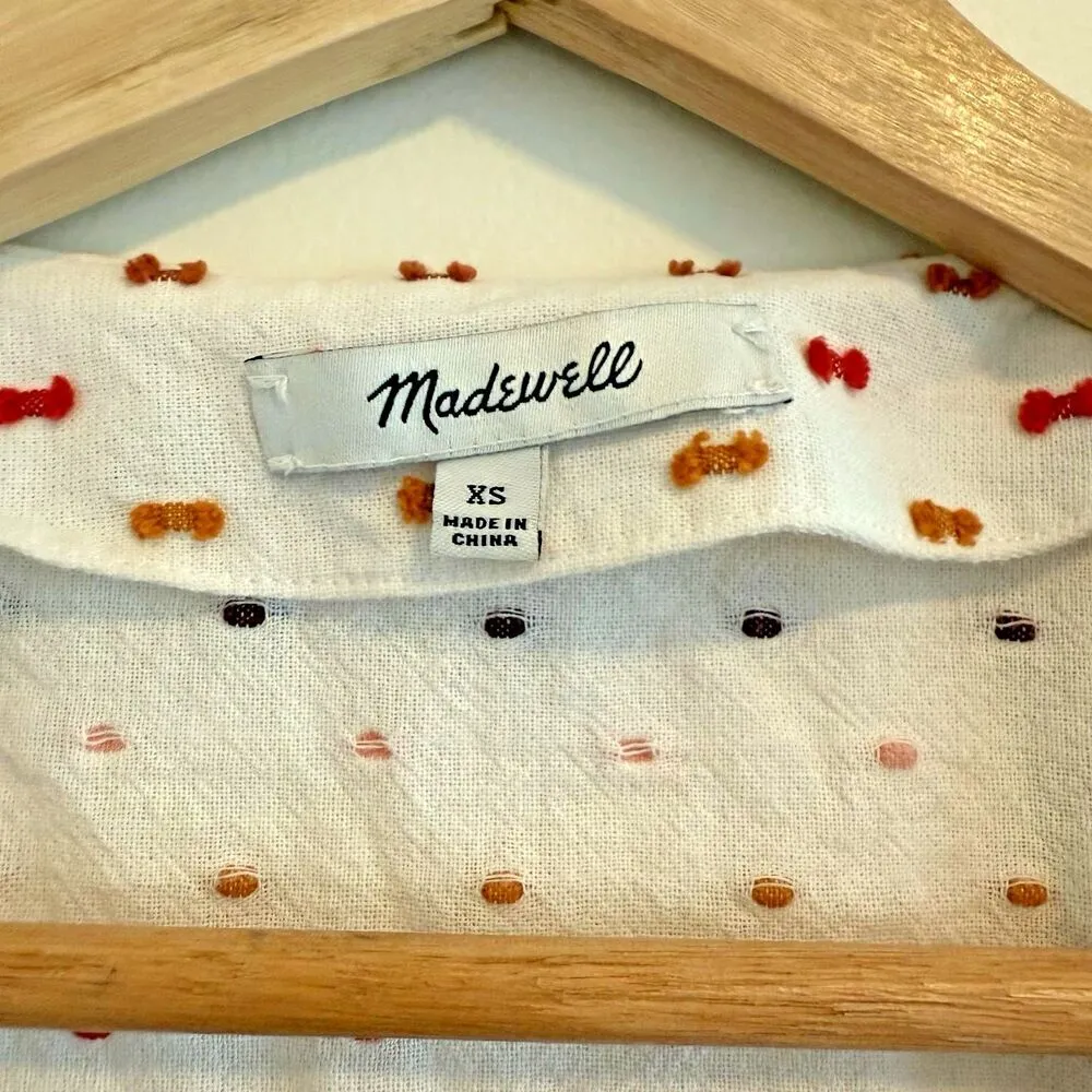 Madewell Peplum Ruffle Hem Wrap Shirt Bows Top Women's Size xs - Image 9