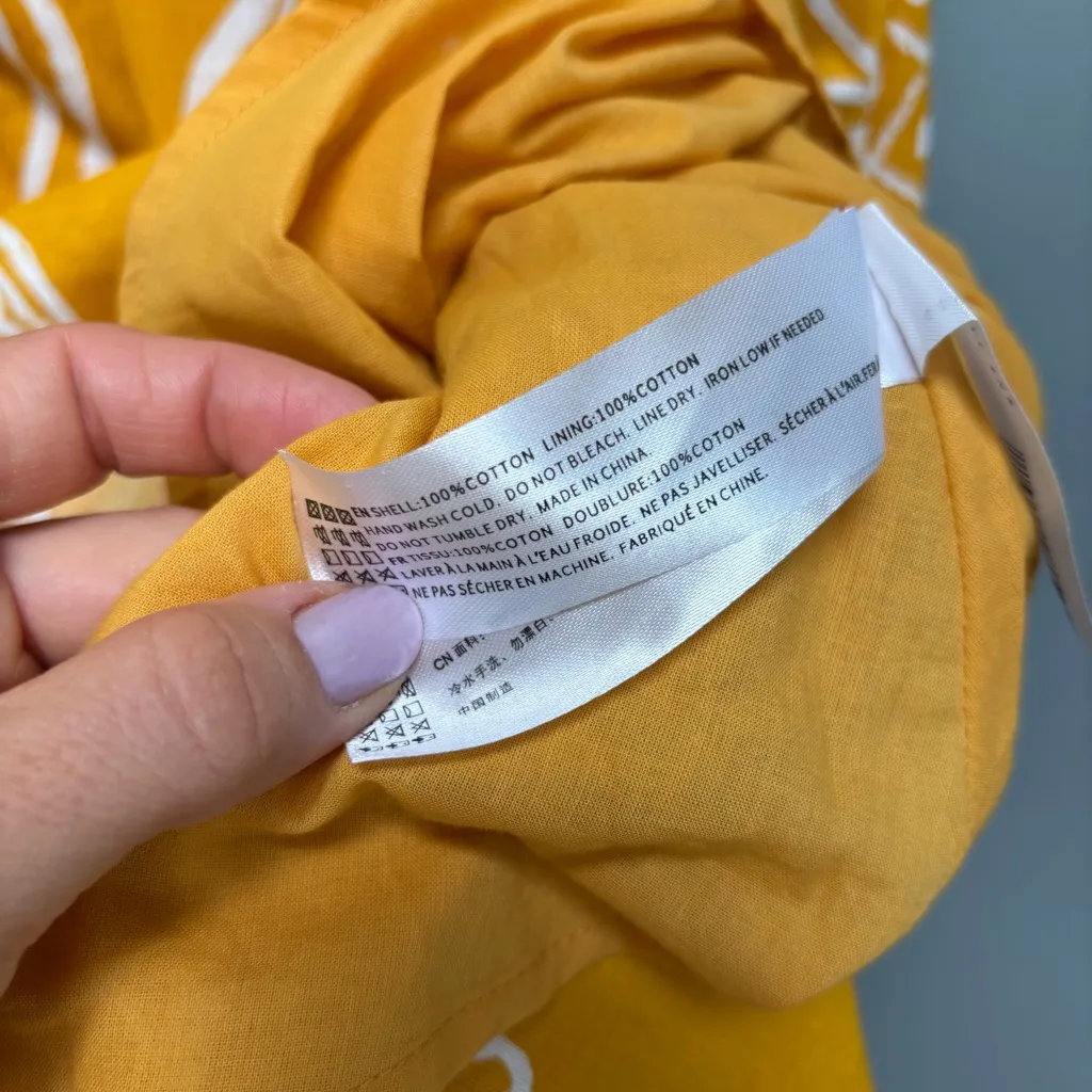 En Saison Paz Midi Dress in Tropical Fruit Print Asymmetrical Yellow S Orange Size 8 - Image 11