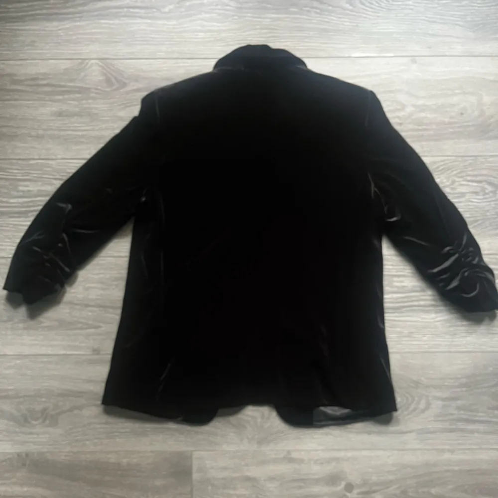 Autres Filles Velvet Velour Black Open Ruched 3/4 Sleeve Blazer Size M Size M - Image 2