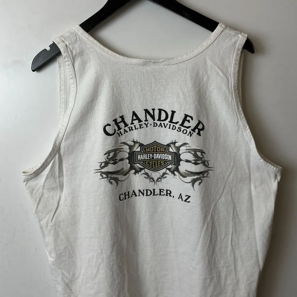 Vintage Y2K Harley Davidson Chandler AZ Tank Top Extra Large XL White Graphic - Image 6