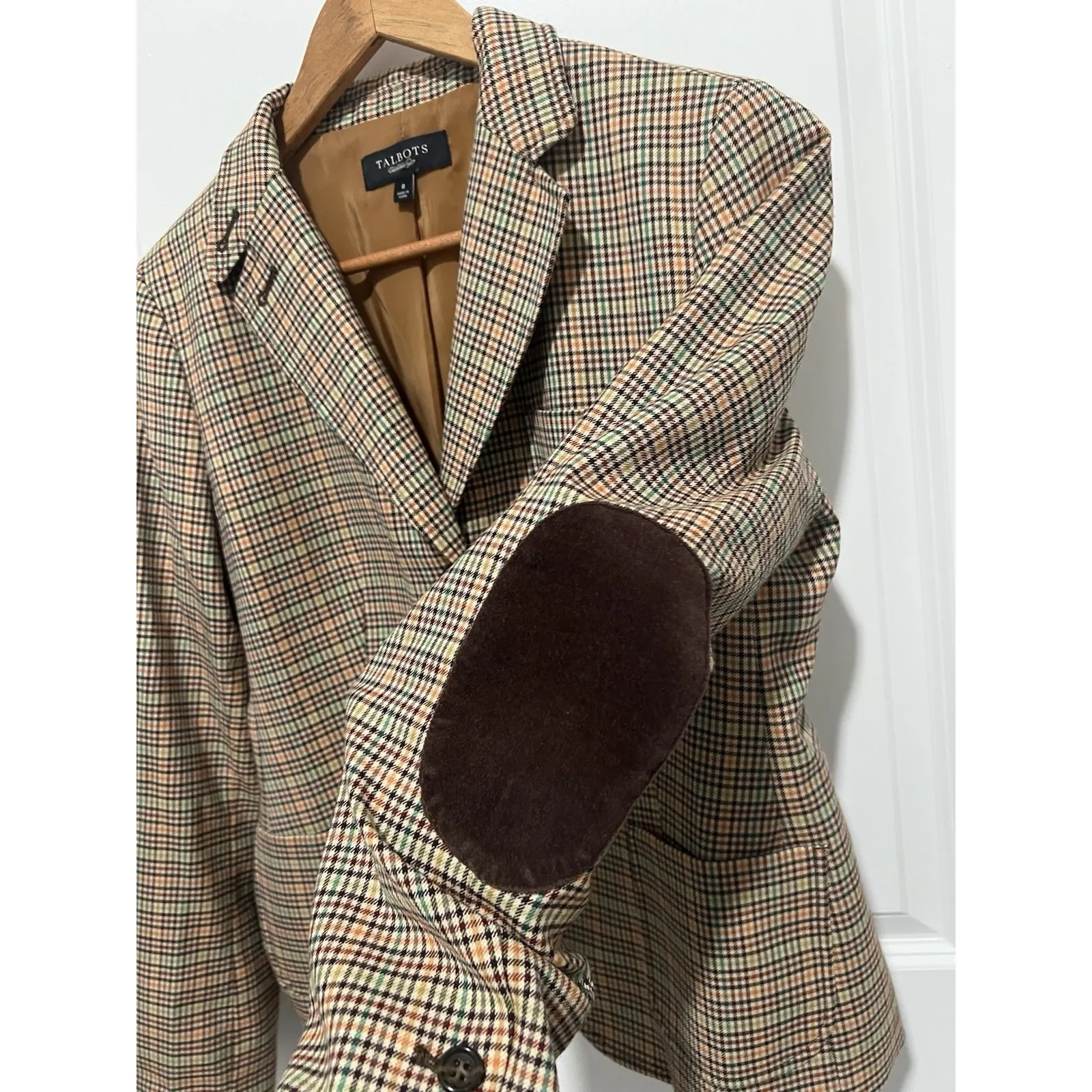 Talbots Women's Houndstooth Wool-Blend Elbow Patch Blazer Size 8 Retail $189.00 - Image 6