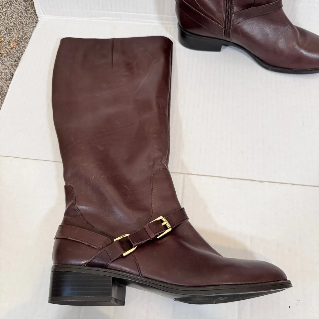 Ralph Lauren Brown Leather Riding Boots Womens 10 Knee High Fall Old Money - Image 11