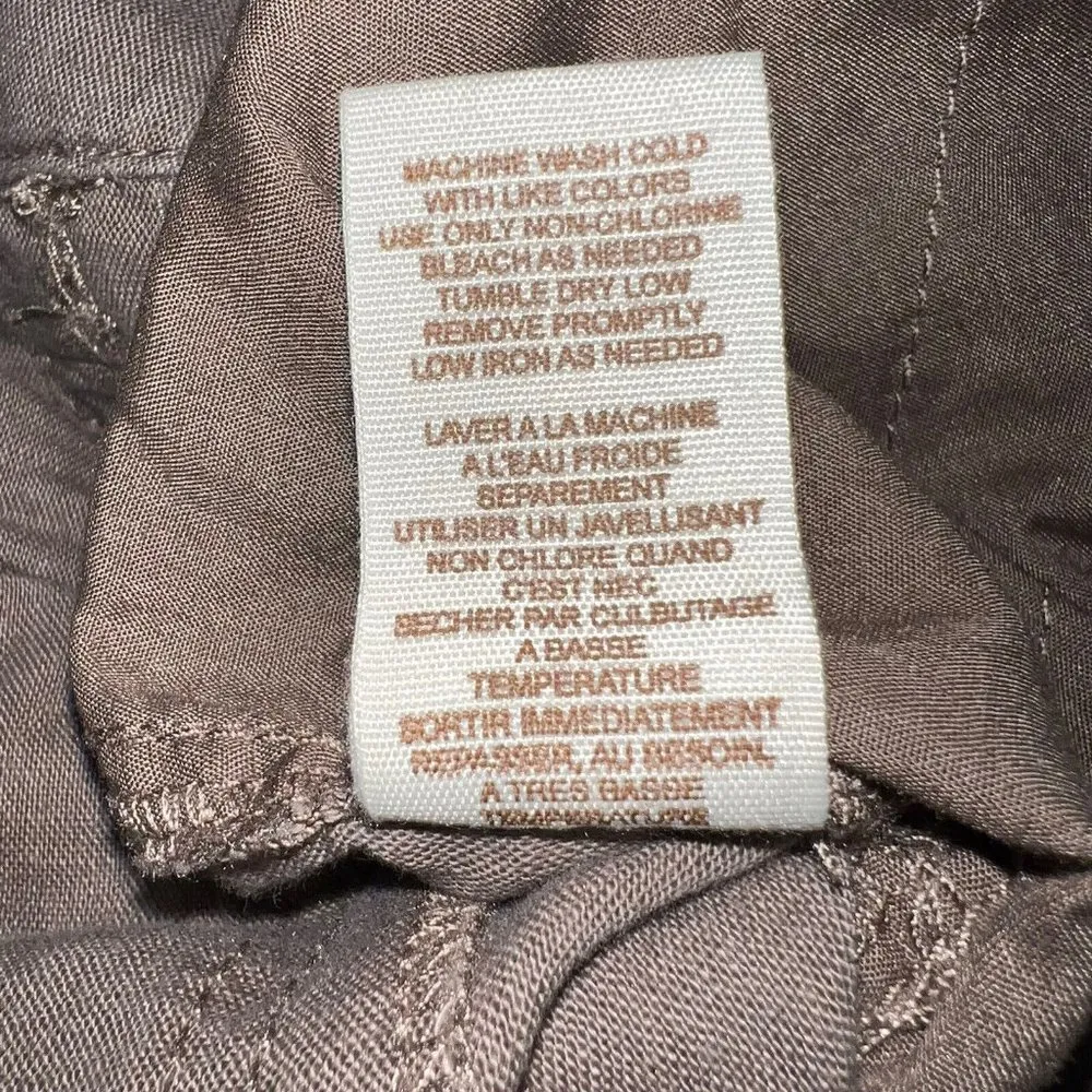 Free People Womens Linen Blend Shorts Size 10 Brown Flap Pockets Cargo Boho - Image 5