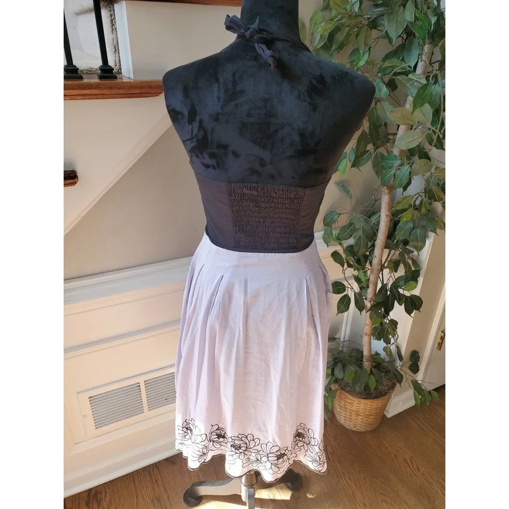 Paraphrase Womens Gray & Black Cotton Halter Neck Sleeveless Knee Length Dress 8 - Image 6