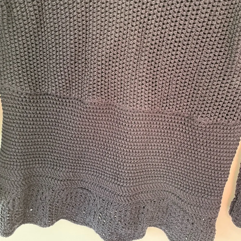 J Jill  Womens Navy Blue Open Knit Pullover Sweater  Small Crochet Cover Up - Image 8