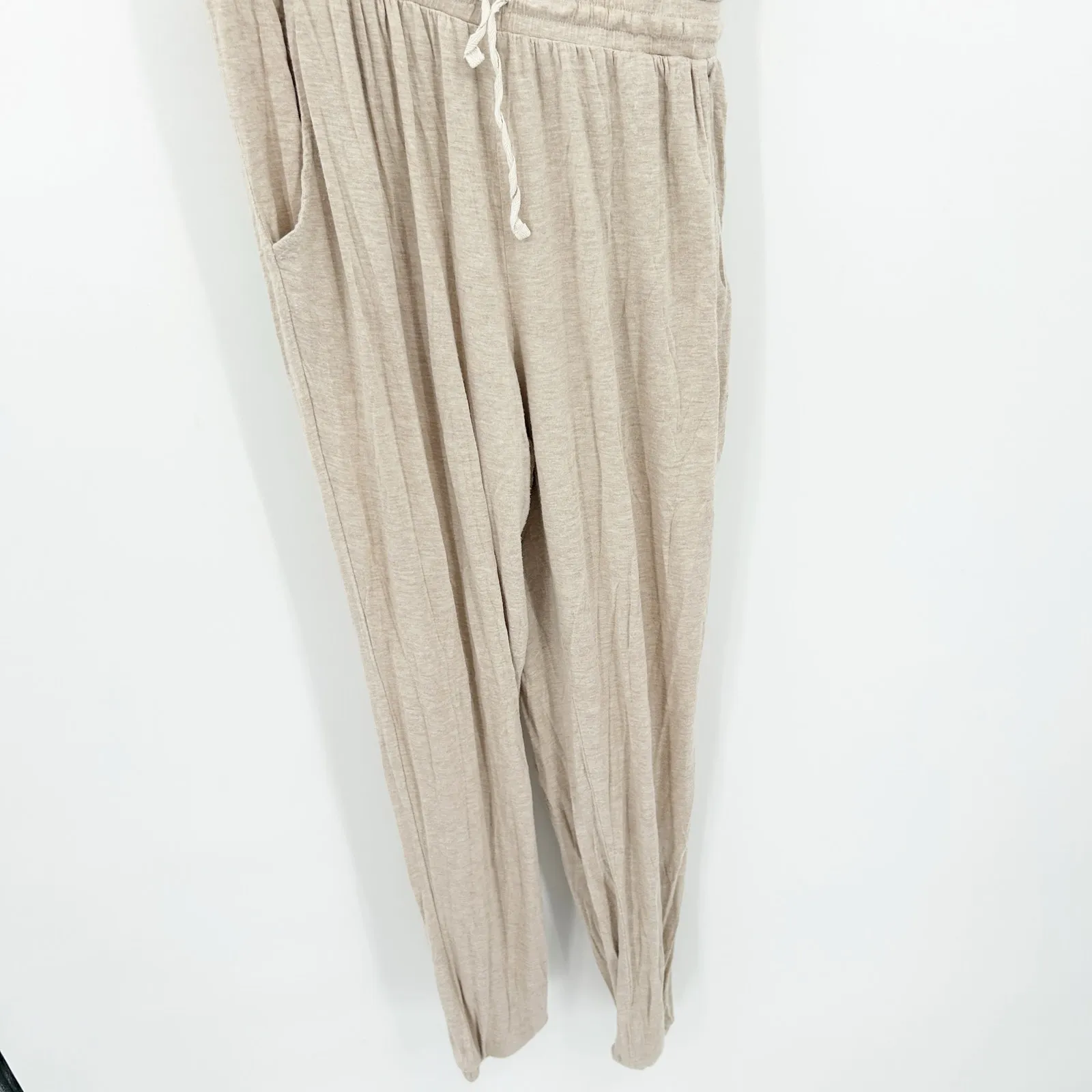 Cherish‎ Womens Lounge Neutral Athleisure Drawstring Waist One Shoulder Jumpsuit - Image 4
