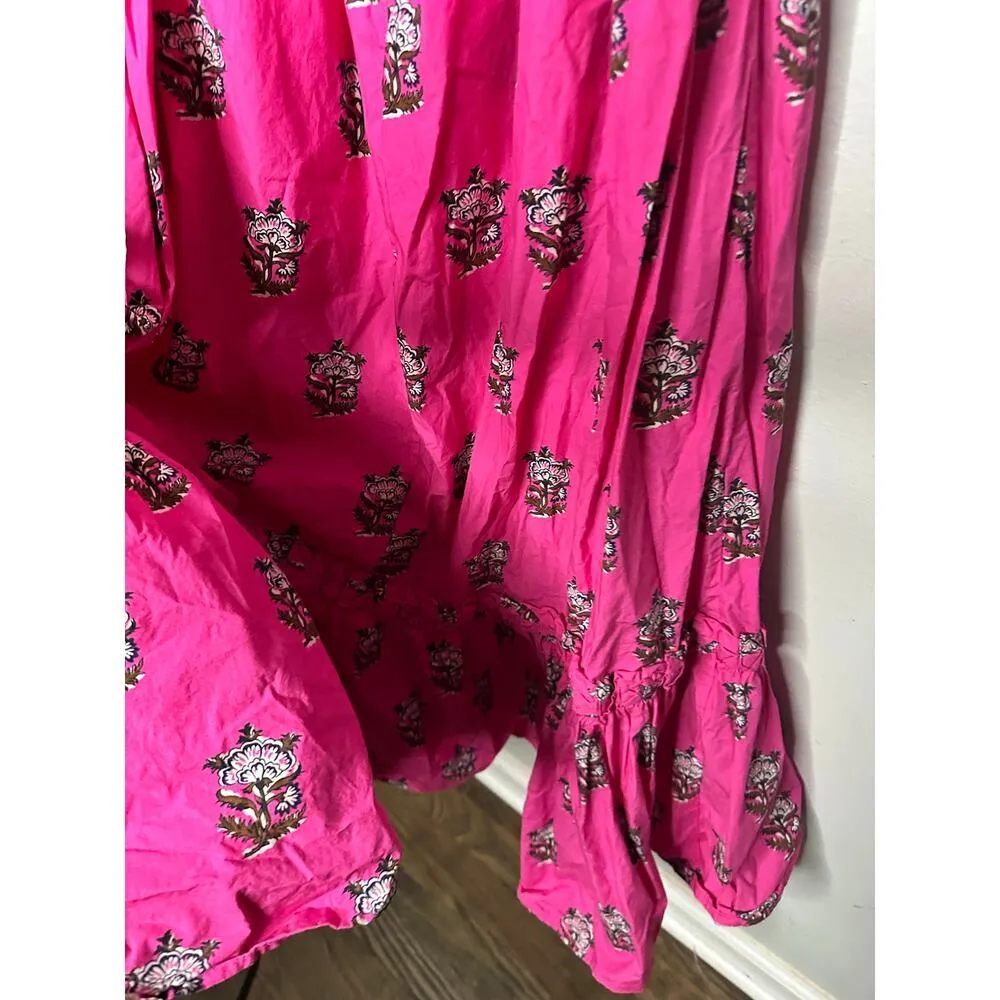 RHODE Hot Pink Marigold Flower Print Halter Style Salena Maxi Dress Size XS - Image 10