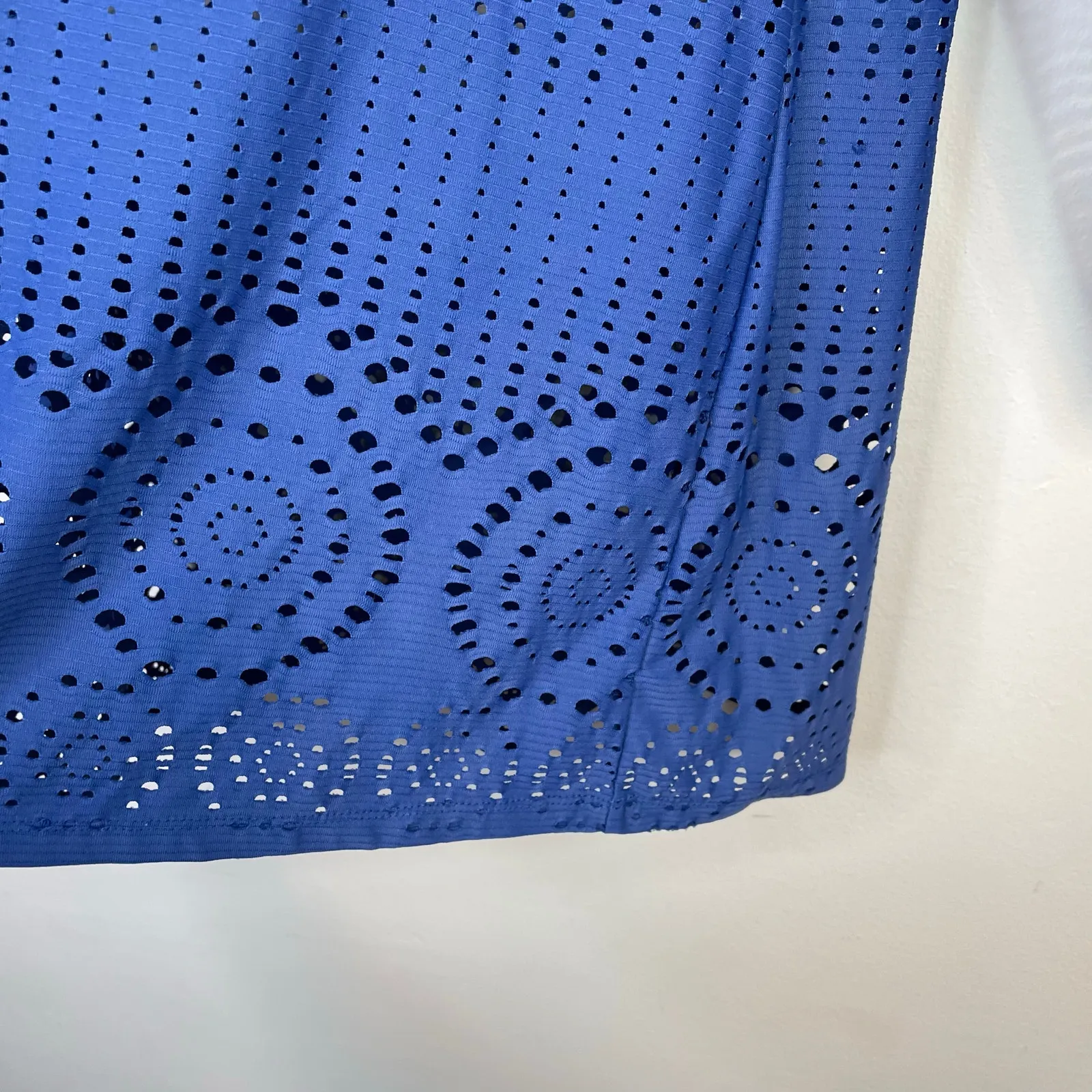 Title Nine Amphib Hooded Mesh Crochet Performance Swim Coverup Dress Top Blue L - Image 4