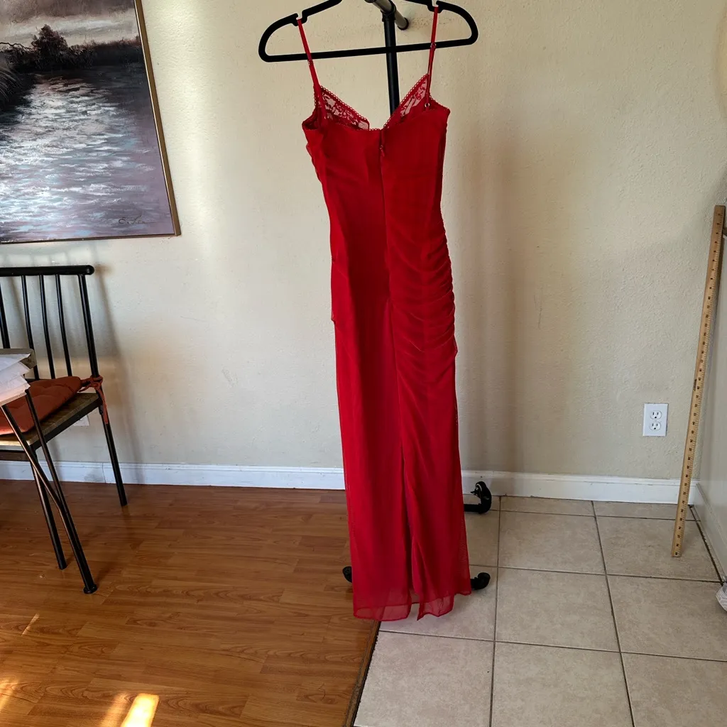 HOUSE OF CB 'Nalini' Holly Red Mesh Corset Maxi Dress NWOT‎ size M D-DD - Image 9