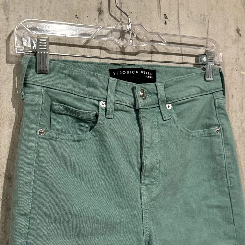 Veronica Beard 28 Teal Ryleigh Slim Straight Leg High Rise Denim Jeans Stretch - Image 8