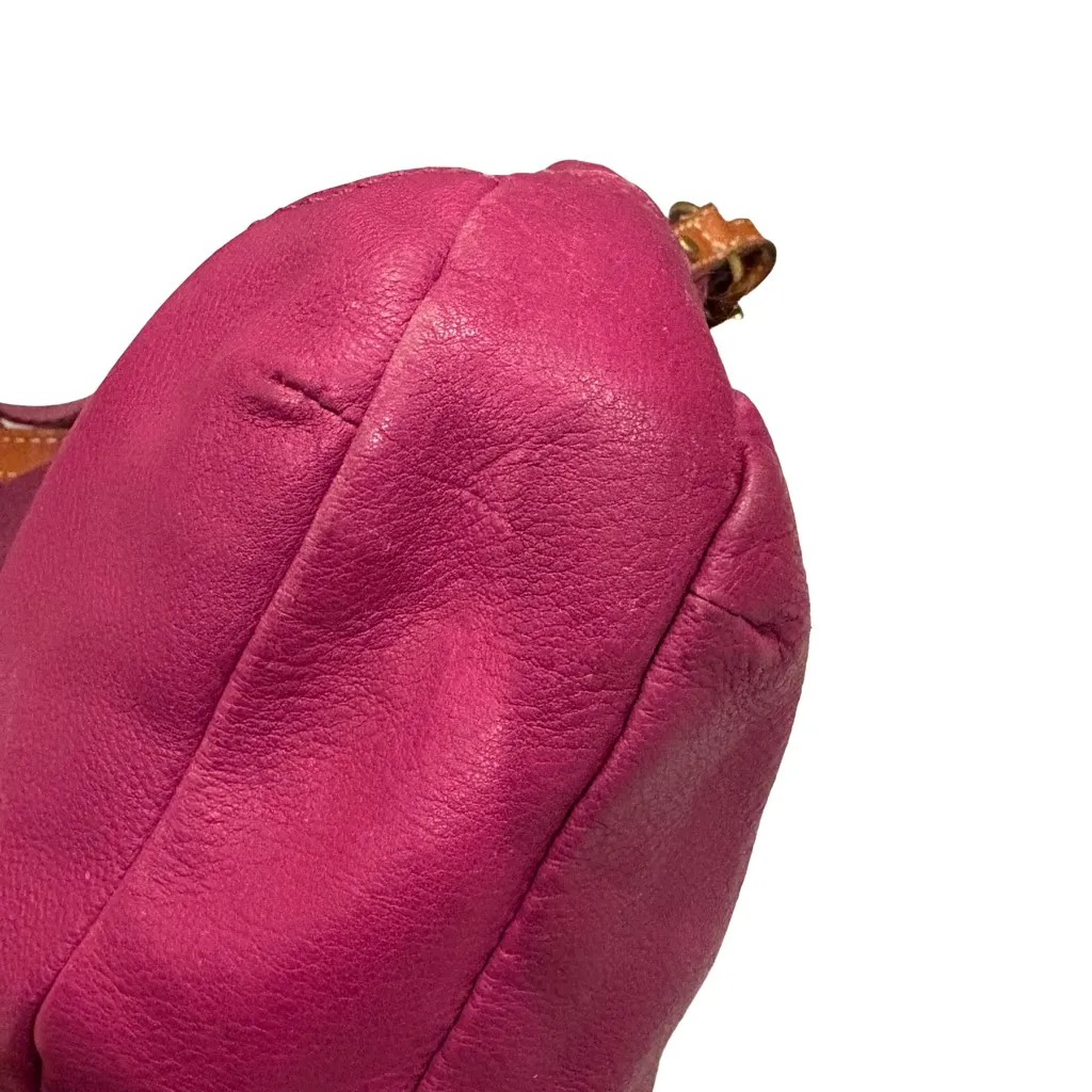 Vtg Fossil Magenta Hobo Double Strap Hobo Pebbled Leather Shoulder Crossbody Bag - Image 7