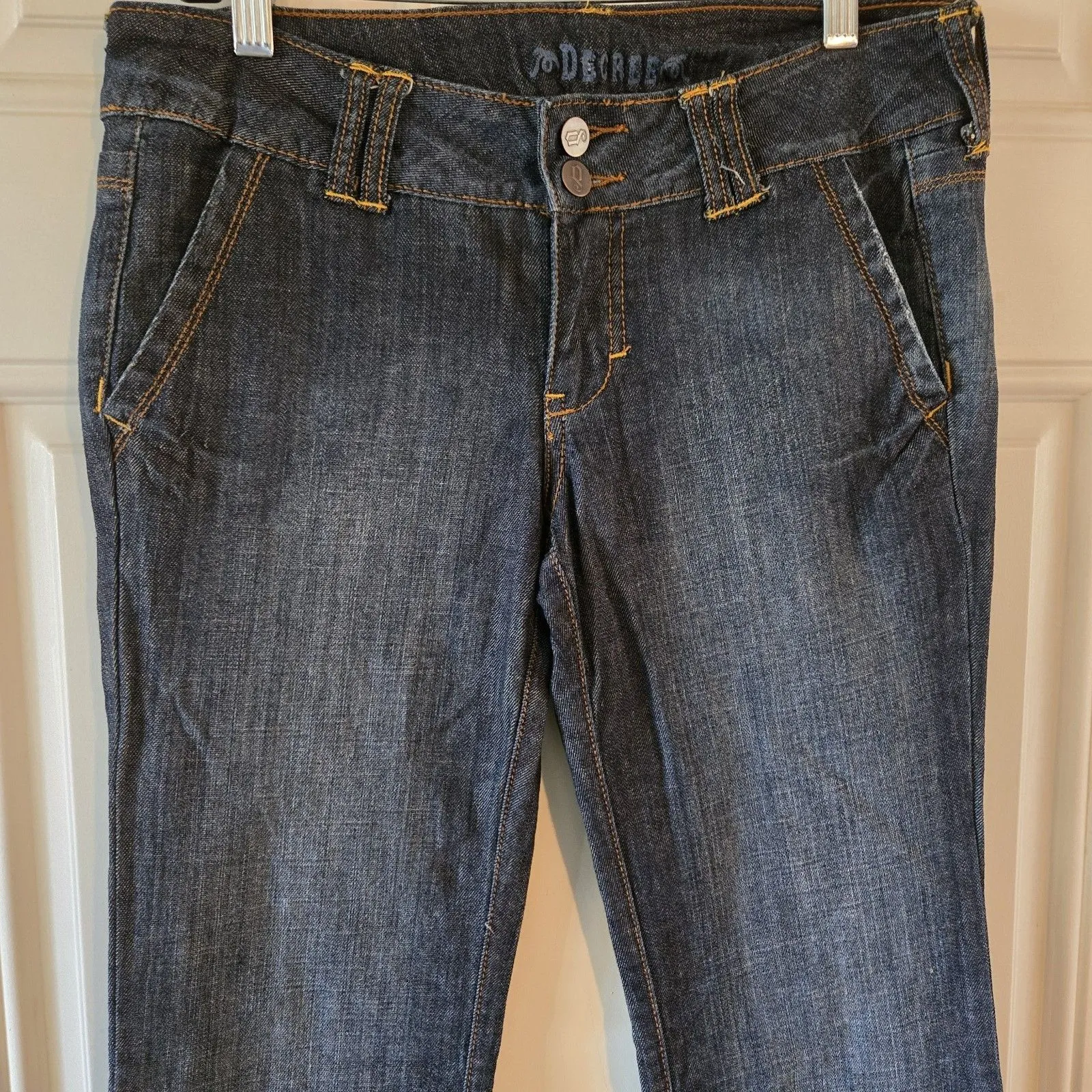Decree Jeans Junior Womens Flare Dark Wash Size 5 Denim Y2K 90s Bootcut Vintage - Image 3